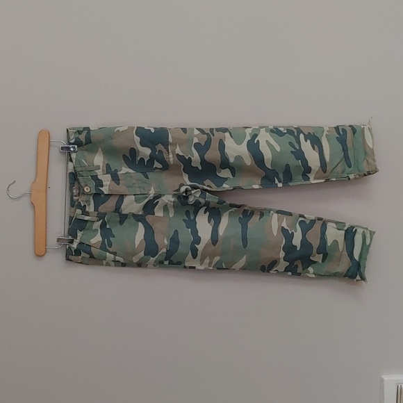 NWOT MOTHER The Shaker Linen Blend Chop Crop Camo Pant Size 27 - Picture 2 of 13